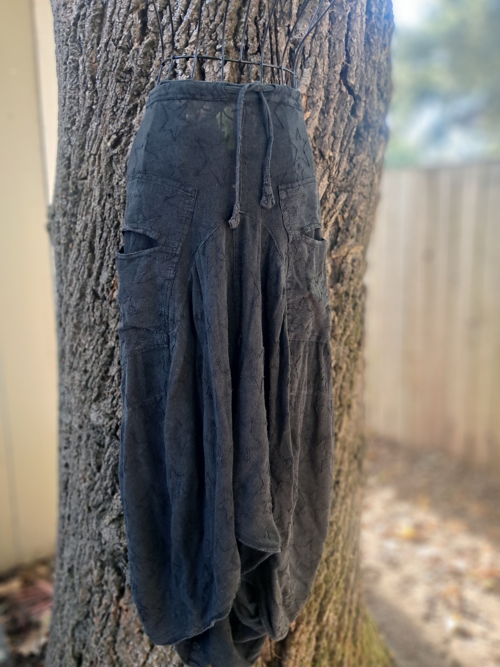 Women's Black Boho Pocket Harem Skirt